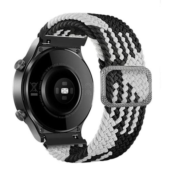 22 mm universal nylonrem med spænde - Sort / Hvid Black