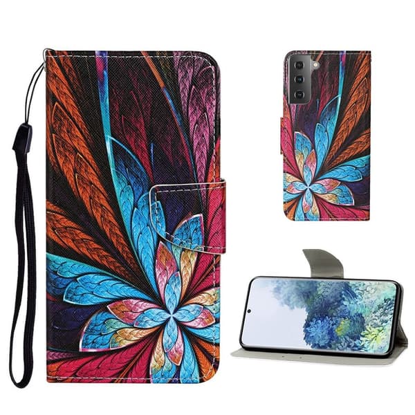 Wonderland Samsung Galaxy S21 Flip etui - Blomstermønster Multicolor