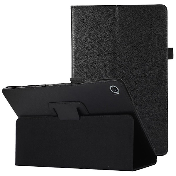 Foldbart etui med Lichi-tekstur til Lenovo Tab M10 Plus (Gen 3) - Sort Black