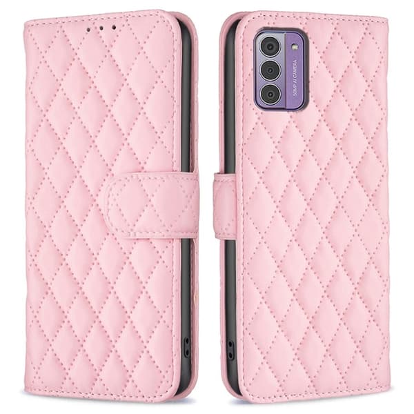 Rombemønster, matt flip-deksel for Nokia G42 - Rosa Pink
