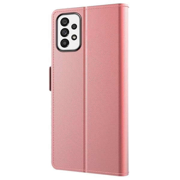 Phone Etui med Make-up Mirror og Slick Design til Samsung Galaxy A73 - Rose Gull Pink