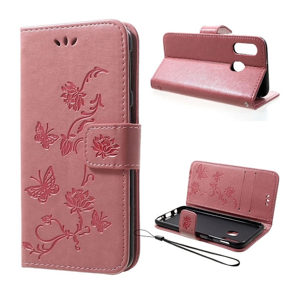 Butterfly läder Samsung Galaxy A40 fodral - Rosa Rosa