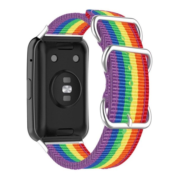 Huawei Watch Fit nylon pattern watch band - Rainbow multifärg