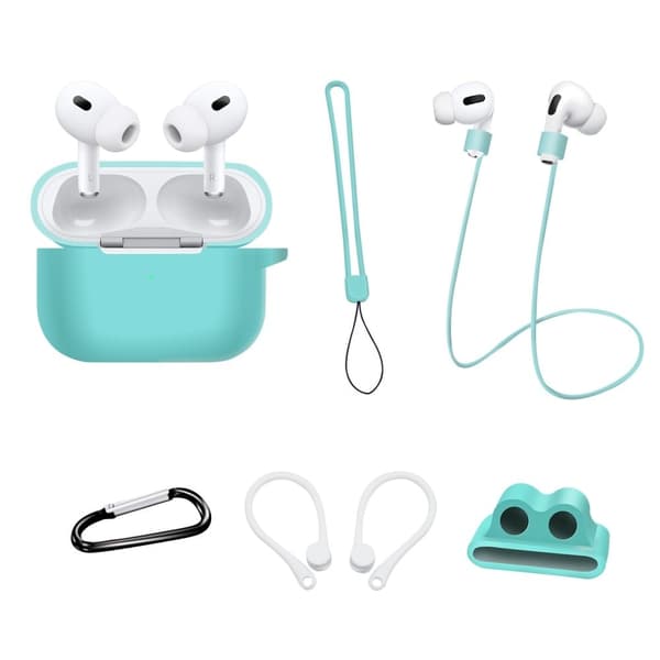 AirPods Pro 2 silikondeksel med tilbehørssett - Mintgrønn Green