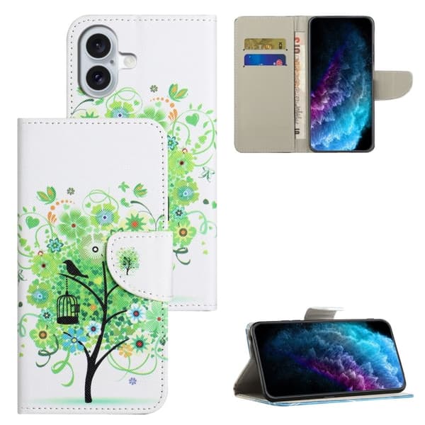 Wonderland iPhone 16 flip etui - Grønt Træ Green