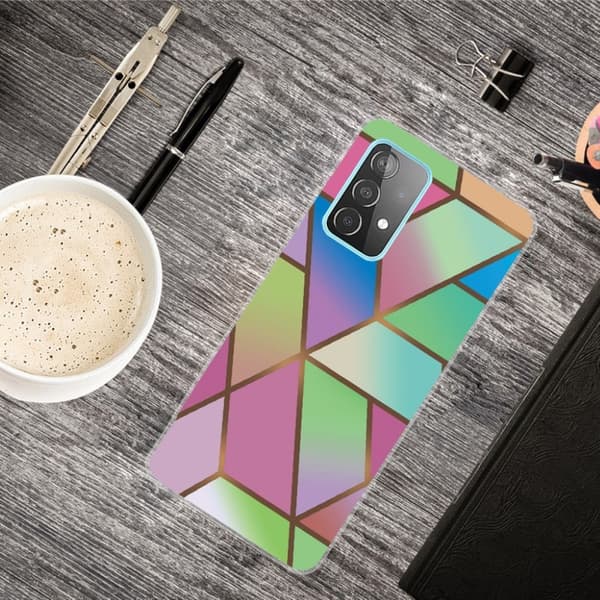 Marmormotiv Samsung Galaxy A72 5G skal - Rosa/Grön Och Blå Gradienter multifärg