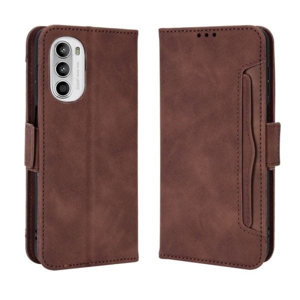 Motorola Moto G82 / Motorola Moto G52 moderni nahkainen lompakkokotelo - Ruskea Brown
