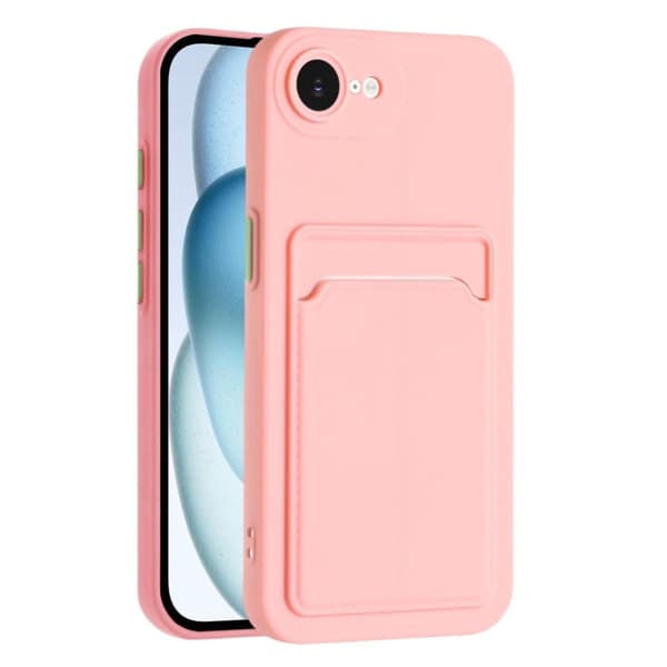 iPhone 16e Fodral Kortplats Matt Fingeravtrycksfritt bakstycke - Rosa Rosa