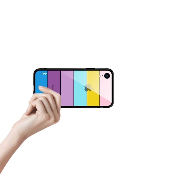 NXE iPhone Xr mobilskal härdat glas silikonram – Stil C multifärg