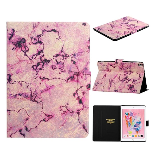 iPad 10.2 (2019) Stilfuldt mønster læder flip etui - Lilla Marmor Purple