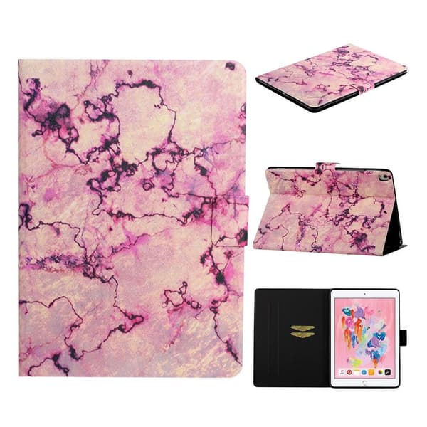 iPad 10.2 (2019) stilig mønster lær flip etui - Lilla Marble Purple