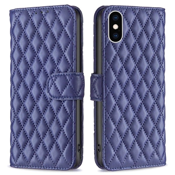 Rhombus mat iPhone Xs Max flip etui - Blå Blue