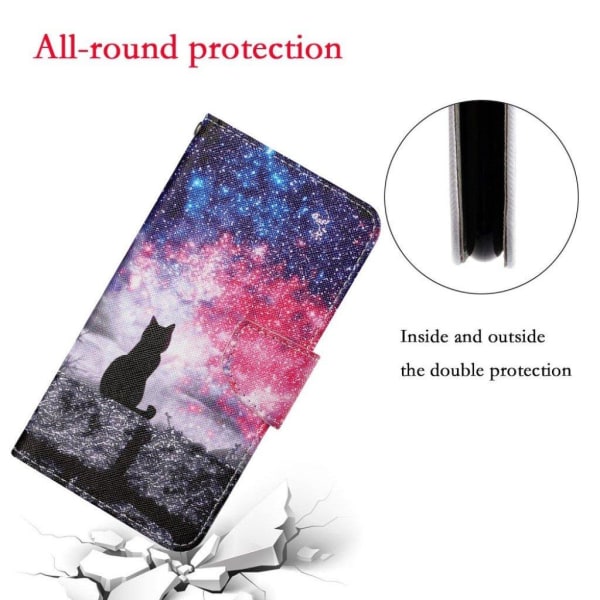 Wonderland Samsung Galaxy A21s flip kuoret - Musta Kissa Multicolor