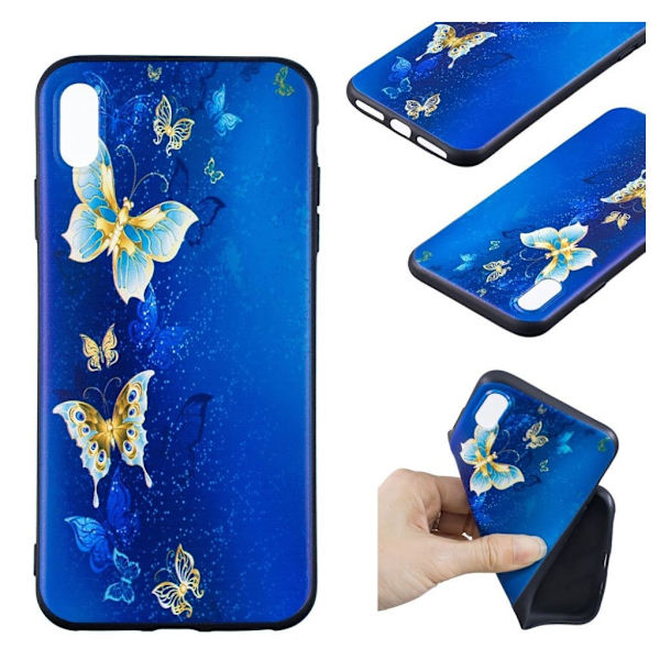 Butterfly läder iPhone Xs Max fodral - Blå Blå