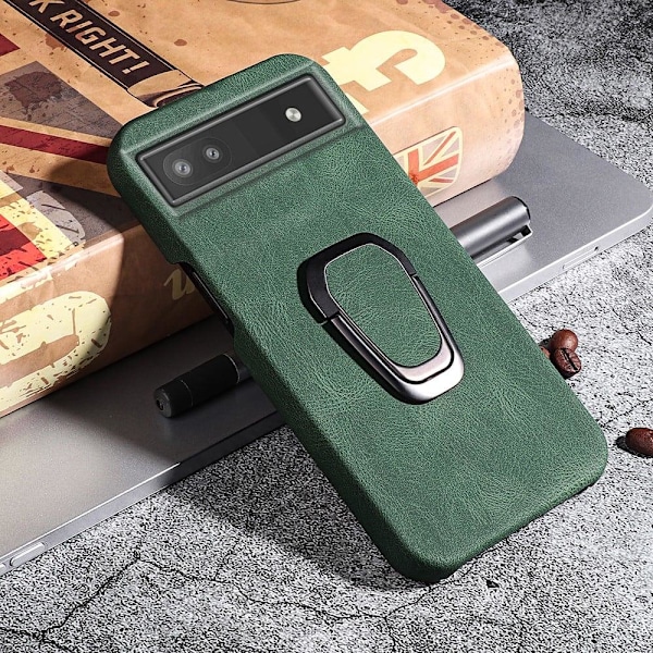 Stötsäkert läderfodral med oval kickstand för Google Pixel 6a - Grön Grön