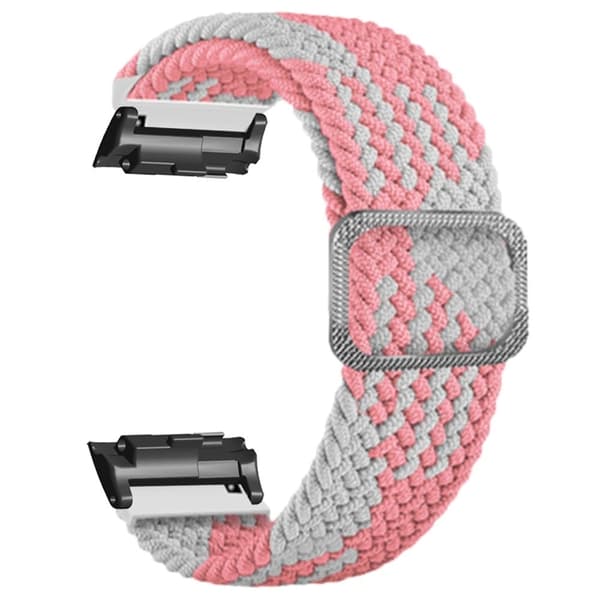 Huawei Watch D Elastisk flettet nylon-urrem Justerbar håndledsrem - Lyserød + Hvid Pink