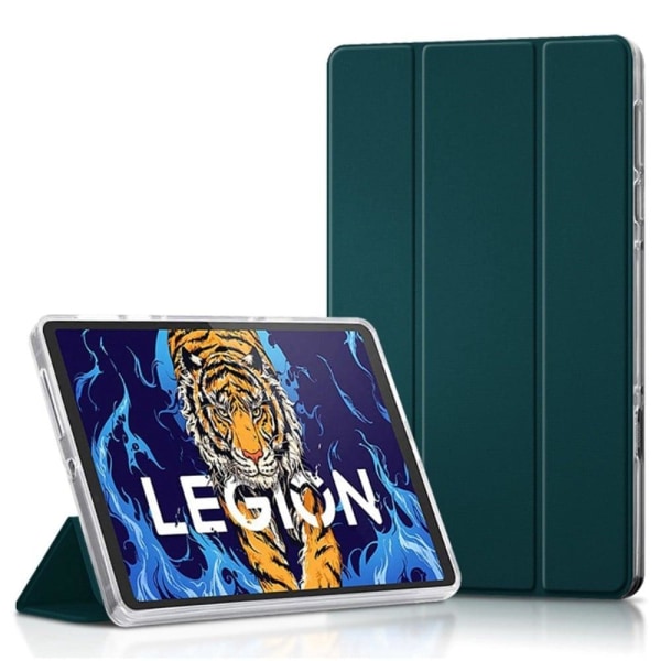 Tri-fold Leather Stand Case for Lenovo Legion Y700 - Green Grön