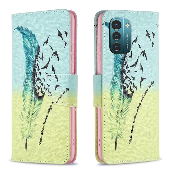 Wonderland Nokia G11 / Nokia G21 flip kuoret - Sulka Ja Linnut Green