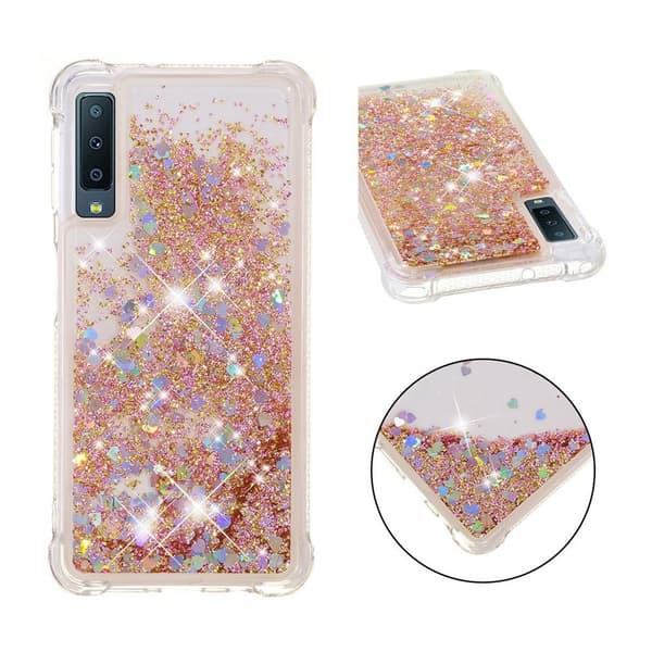 Samsung Galaxy A7 (2018) glitter pulver stødsikkert etui - Guld Gold