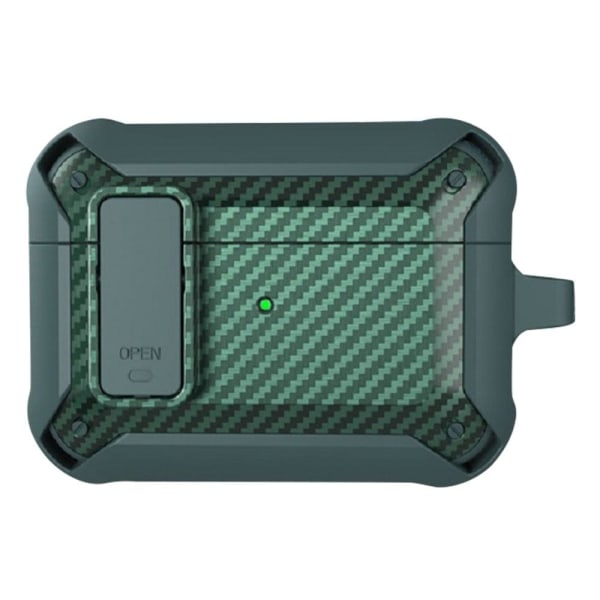 Carbon fiber style case with buckle for AirPods Pro 2 - Green Green
