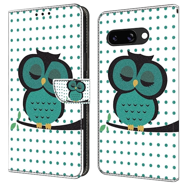 Wonderland Google Pixel 9a flip-etui - Sovende Ugle Green