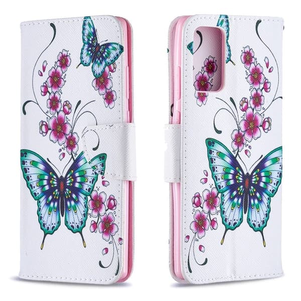 Wonderland Samsung Galaxy Note 20 Flip Etui - Sommerfugl og Blomst Multicolor