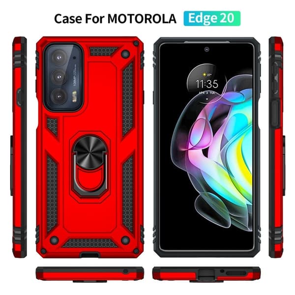 Ringbeskyttelsesetui til Motorola Edge 20 - Rød Red