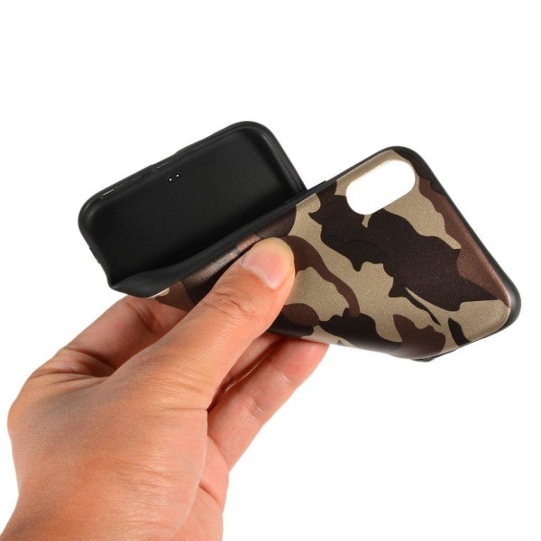 Fleksibelt beskyttelsesetui med camouflagemønster iPhone XS Max Brown