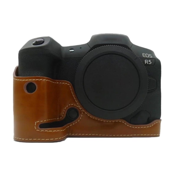 Canon EOS R5 / R6 leather half cover - Brown Brown