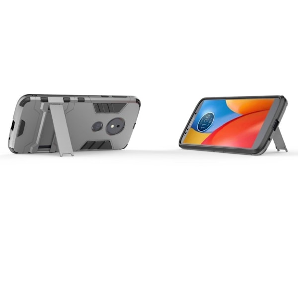 Motorola Moto E5 / G6 Play mobilskal hårdplast och TPU material skyddande utfällbart ben - Grå Silvergrå