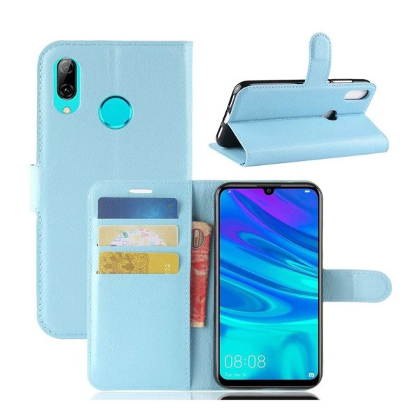 Huawei P30 Lite litchi skin læder flip etui - Blå Blue