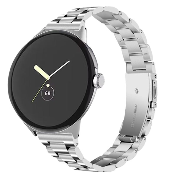 Klockarmband med 3 pärlor i rostfritt stål Google Pixel Watch - Silver Silvergrå