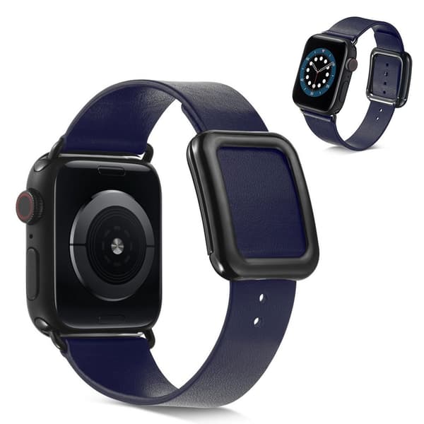 Apple Watch 40 mm klockarmband i mikrofiberläder + spänne i rostfritt stål - Midnattsblå Blå