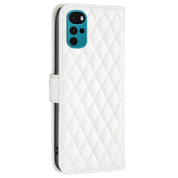 Rombemønster, matt flip-deksel for Motorola Moto G22 - Hvit White