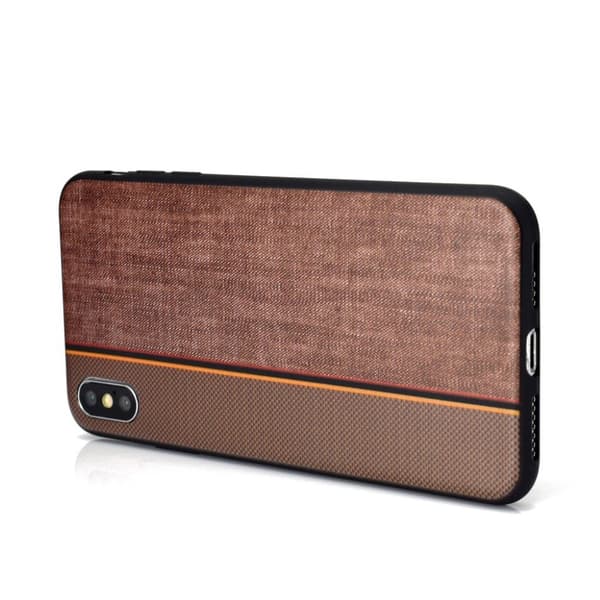 iPhone XS beskyttelses deksel av TPU med delt tekstur - kaffe Brown