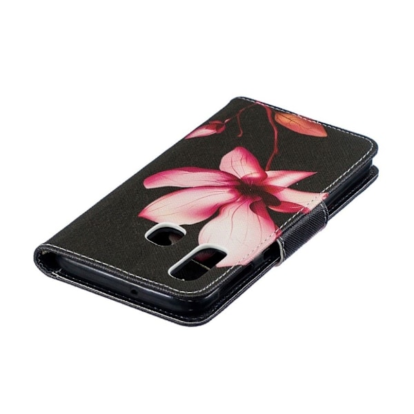 Samsung Galaxy A40 mönstrat läderfodral - Blommönster Rosa