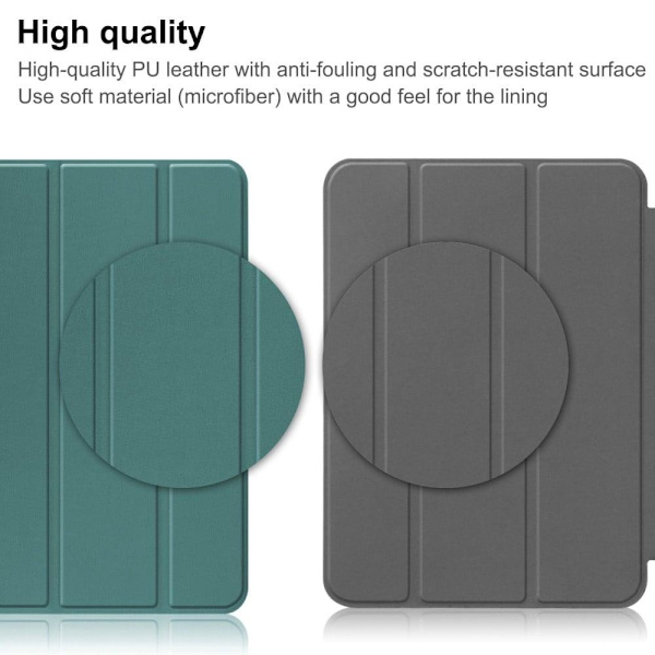 iPad 10.9 (2022) Tablet-etui i vegansk læder Tri-fold Stand Auto Wake / Sleep Beskyttelsescover med penneplads - Grøn Green