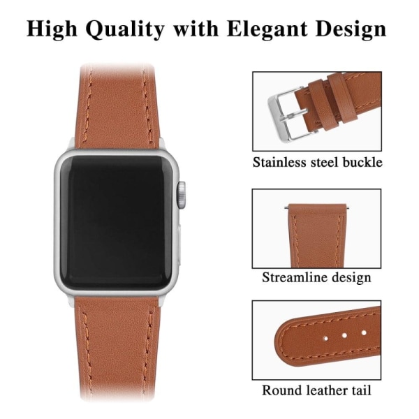 Apple Watch (41mm) Top Layer Koläder äkta Läder Klockarmband - B Brun