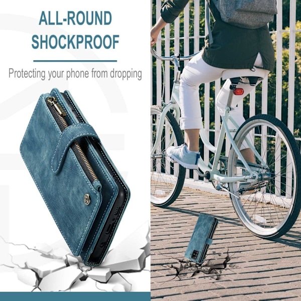 CaseMe Samsung Galaxy A71 etui med lynlås og pung - Blå Blue