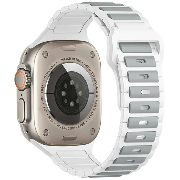 KALEBOL Silicone Watch Strap Apple Watch Series 10 46mm - Grey + White White