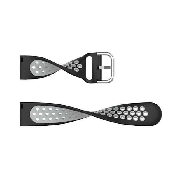 22 mm universal klockarmband med metallspänne i silikon i två färger - Svart / Grå Silvergrå