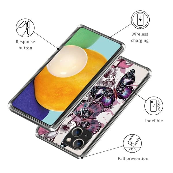 Deco iPhone 15 Plus kotelot - Violetti Perhosia Purple