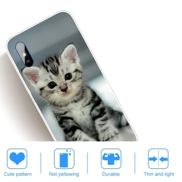 Deco Xiaomi Redmi 9A Etui - Katt Silver grey
