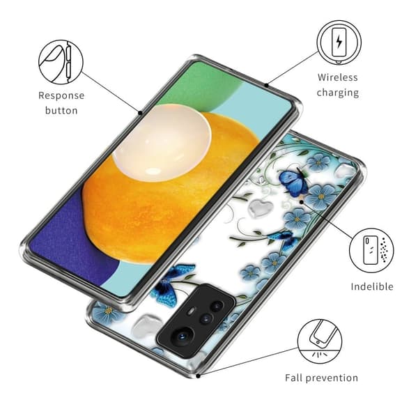 Deco Xiaomi Redmi Note 12S deksel - Sommerfugl Og Blomst Blue