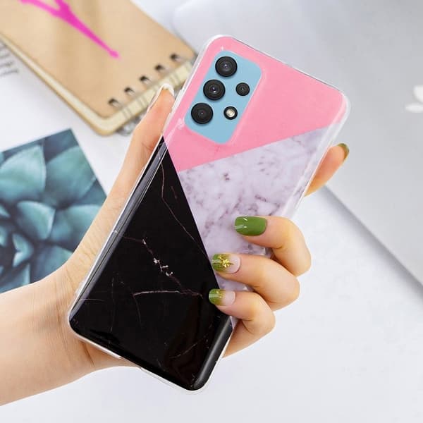 Marble design Samsung Galaxy A32 cover - Splejsning I Tre Farver Multicolor