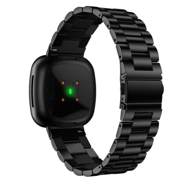 rustfrit stål holdbar rem til Fitbit Versa 3 - sort Black