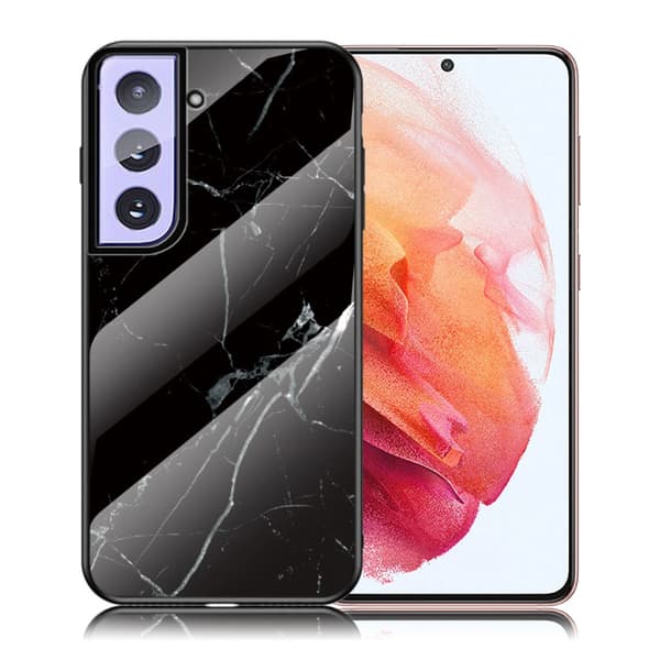Fantasy Marmor Samsung Galaxy S21 skal - Svart / Vit Marmor Svart