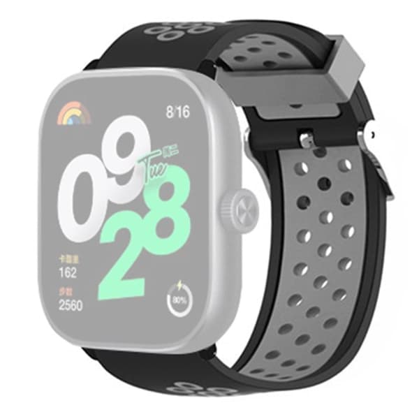 Xiaomi Redmi Watch 4 Dual Color Silicone Watch Band Håndledsrem - Sort + Grå Silver grey