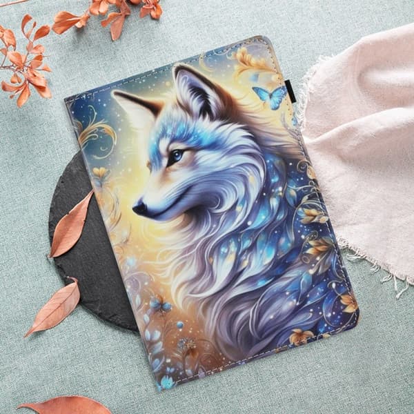 iPad Pro 11 (2020) Case Pattern Leather Tablet Cover with Auto Sleep / Wake, Card Holder - White Wolf White