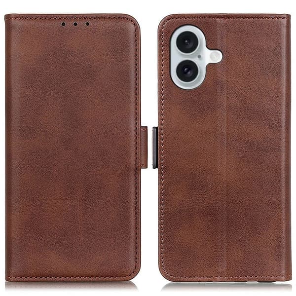 iPhone 16 nahkainen lompakokkotelo - Ruskea Brown